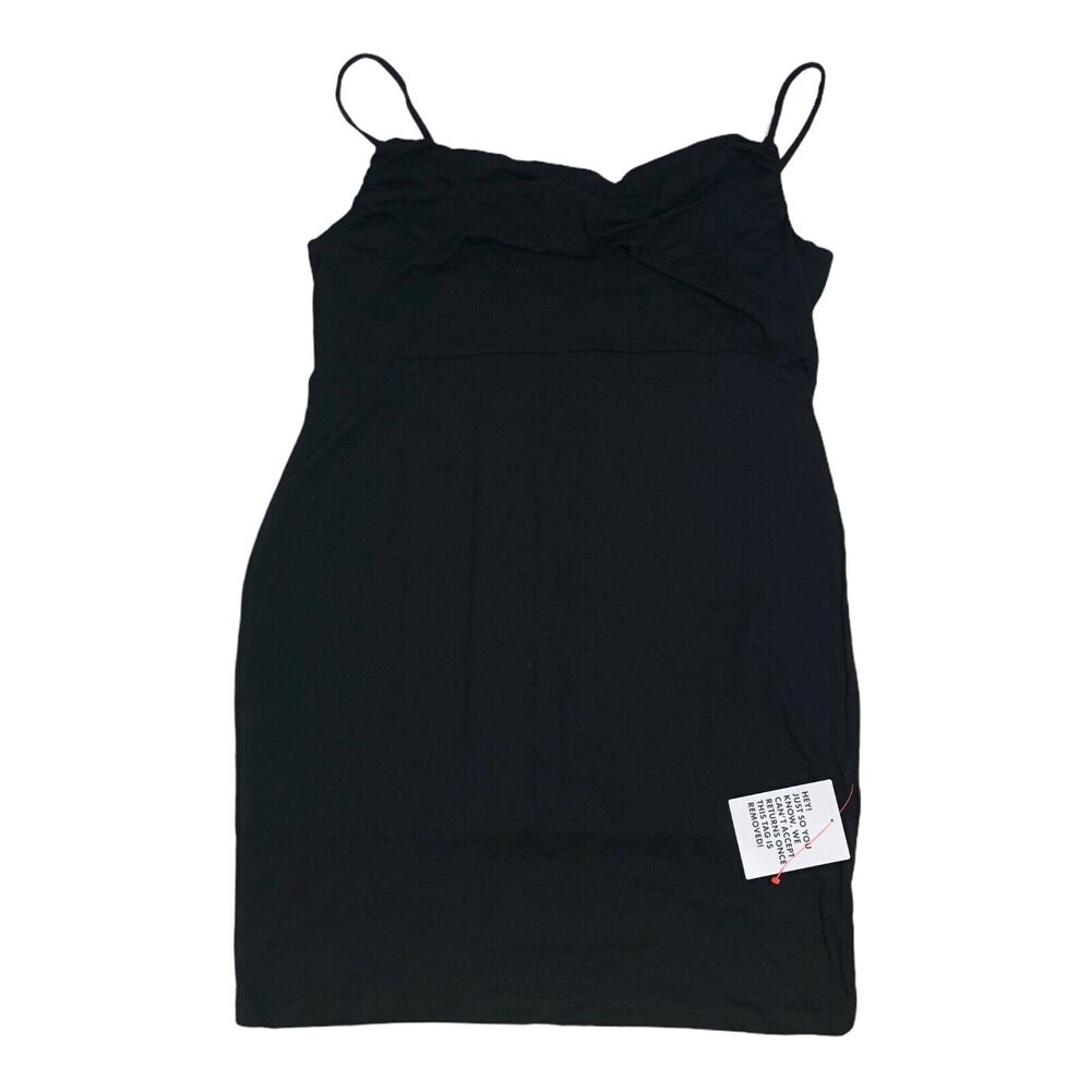 NEW ASOS Design Black Cami Mini Dress Bodycon Clubwear Cowl Neck Womens 14 - Picture 2 of 4